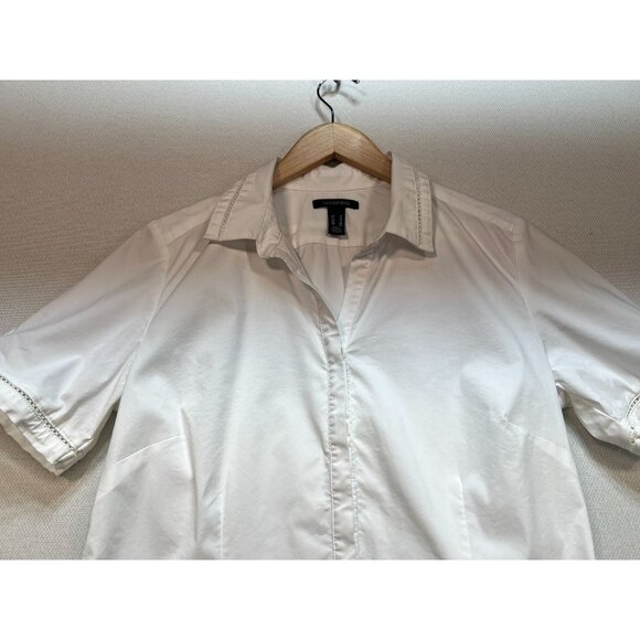Lands' End Women's Shirt Blouse Summer Size 10 White Lightweight Beach - Picture 5 of 11